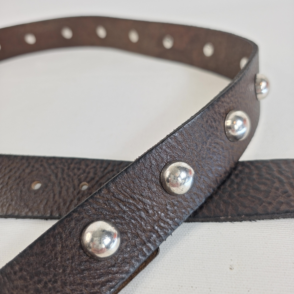 Free People Rhodes Stud Belt Brown Silver Studs Size M/L NWT 100% Leather - Picture 5 of 10